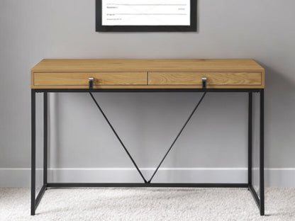 47" Gray and Black Writing Desk With Two Drawers