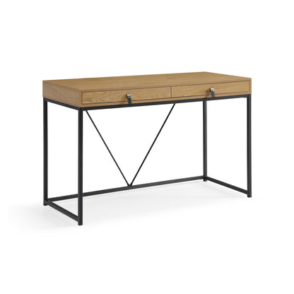 47" Gray and Black Writing Desk With Two Drawers