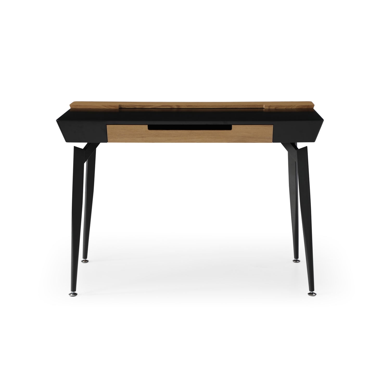 44" Black and Natural Writing Desk With Three Drawers