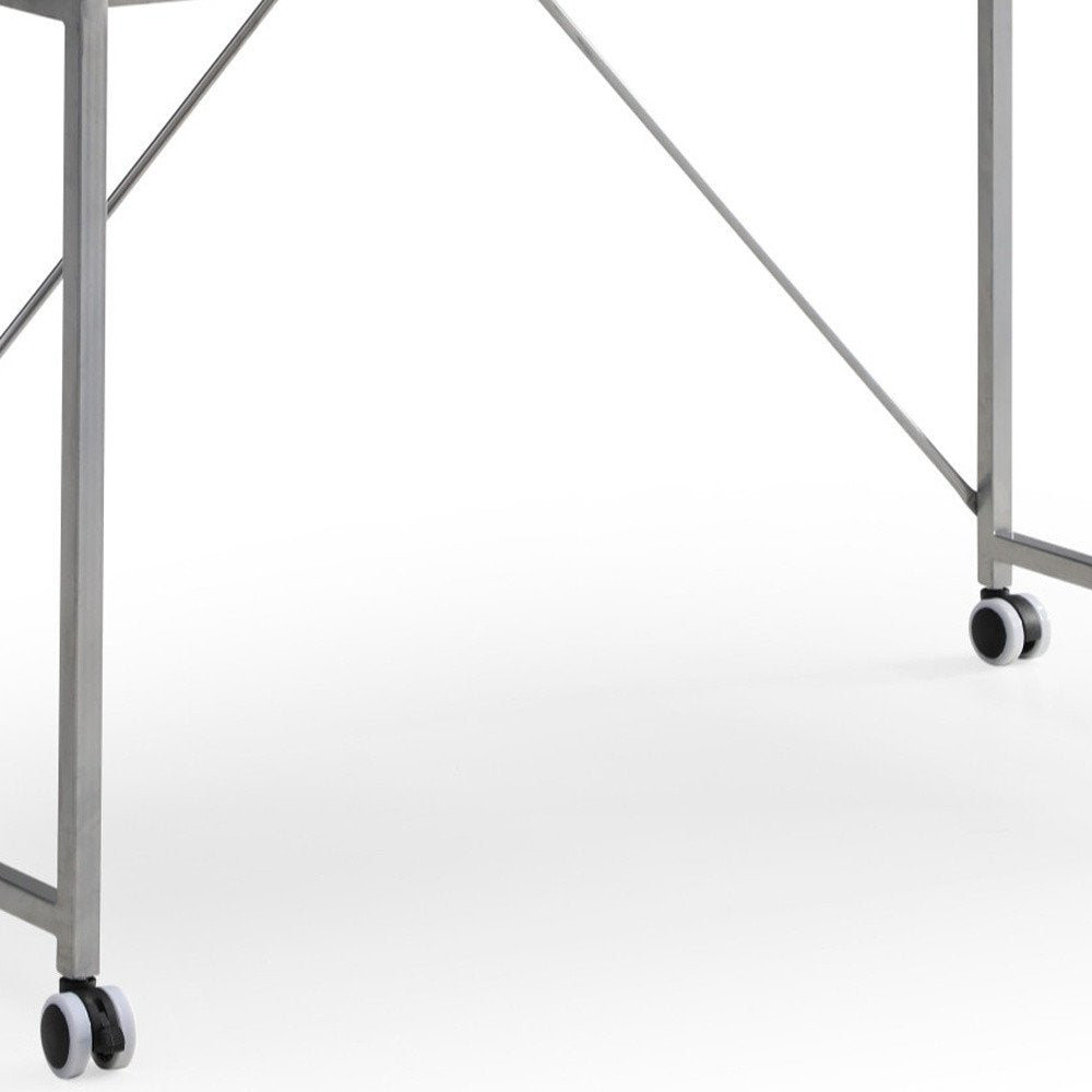 43" White and Black Writing Desk With Two Drawers