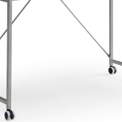 43" White and Black Writing Desk With Two Drawers