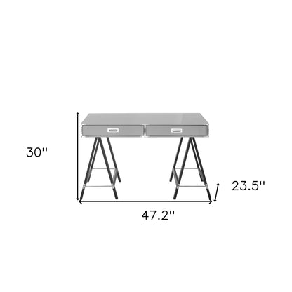 47" Black Writing Desk With Two Drawers
