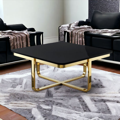 35" White And Silver Metallic Stainless Steel Square Coffee Table