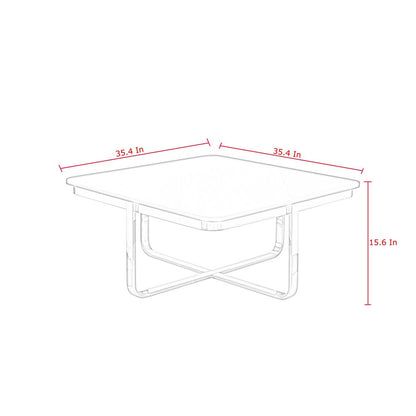 35" Black And Gold Stainless Steel Square Coffee Table