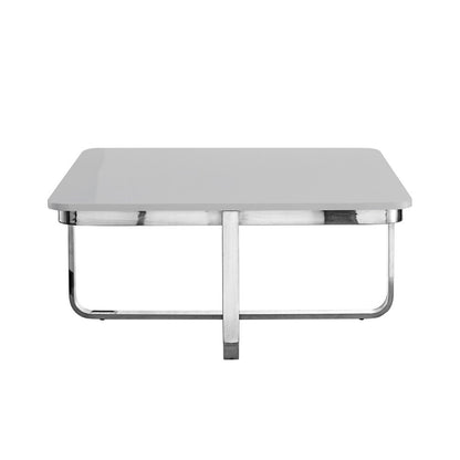 35" Black And Gold Stainless Steel Square Coffee Table