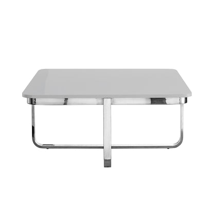 35" Black And Gold Stainless Steel Square Coffee Table
