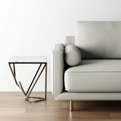 22" Silver Metallic And White Stone Square End Table