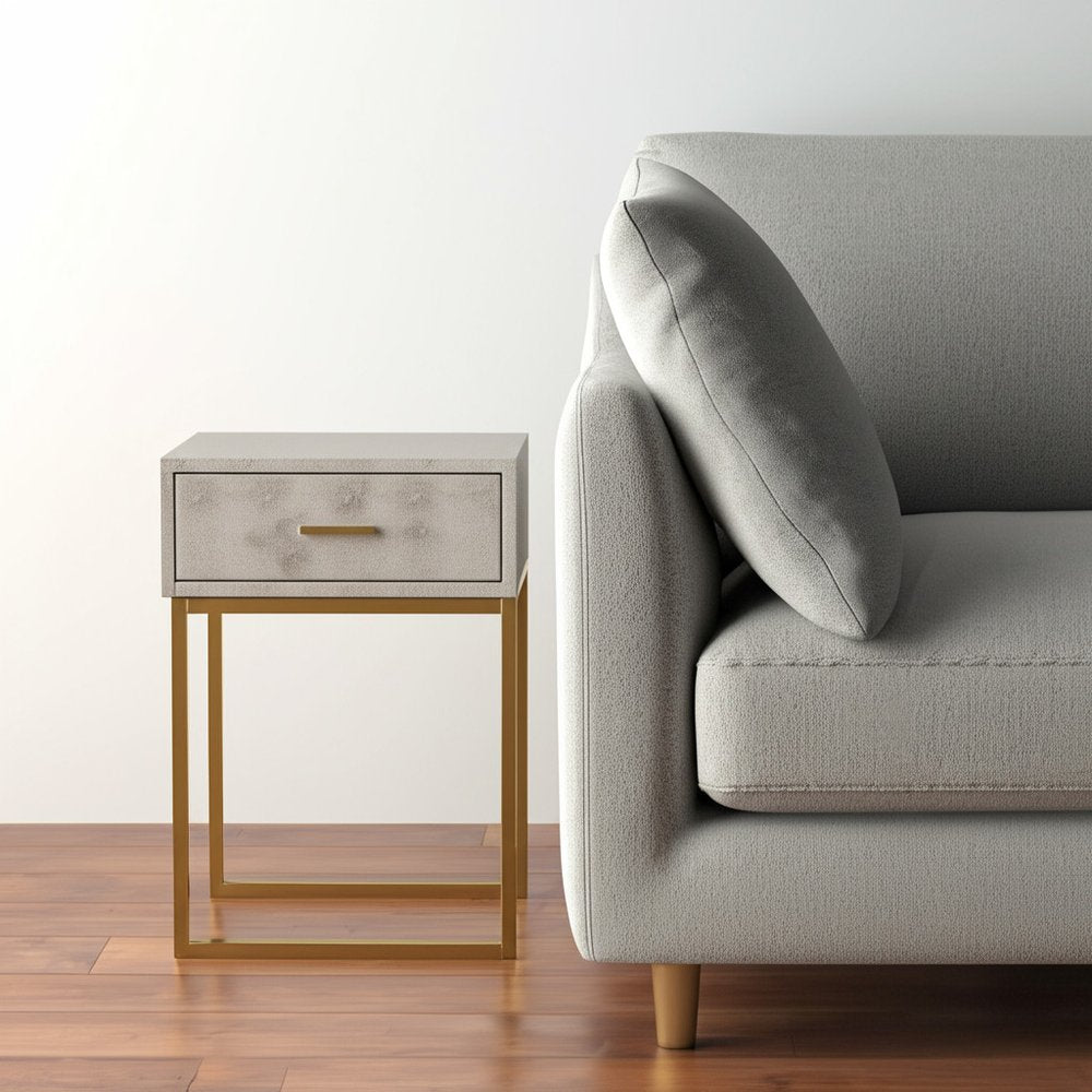 24" Gold and Gray End Table with Drawer