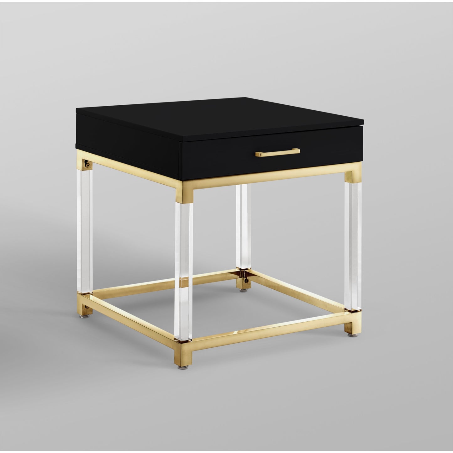 24" Gold and Black End Table with Drawer