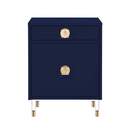 26" Clear And Light Gray End Table With Drawer And Shelf