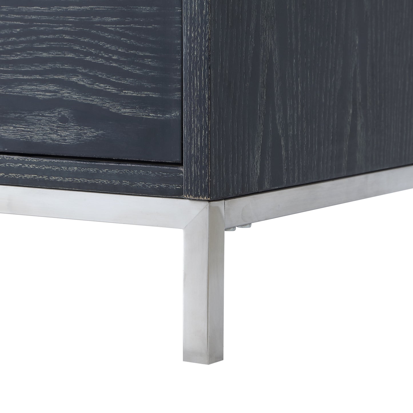 24" Silver Metallic And Black End Table With Three Drawers