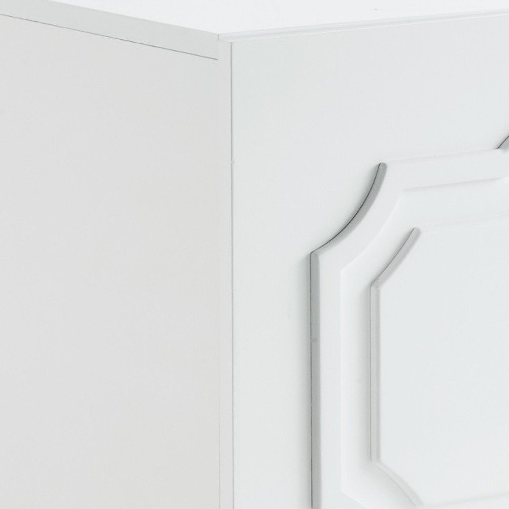 24" Clear And White Wood End Table With Two Shelves