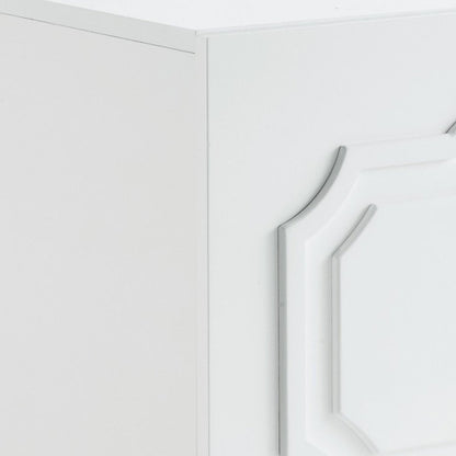 24" Clear And White Wood End Table With Two Shelves