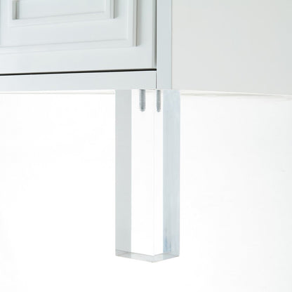 24" Clear And White Wood End Table With Two Shelves