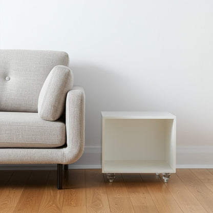 24" Clear And White End Table With Drawer And Shelf
