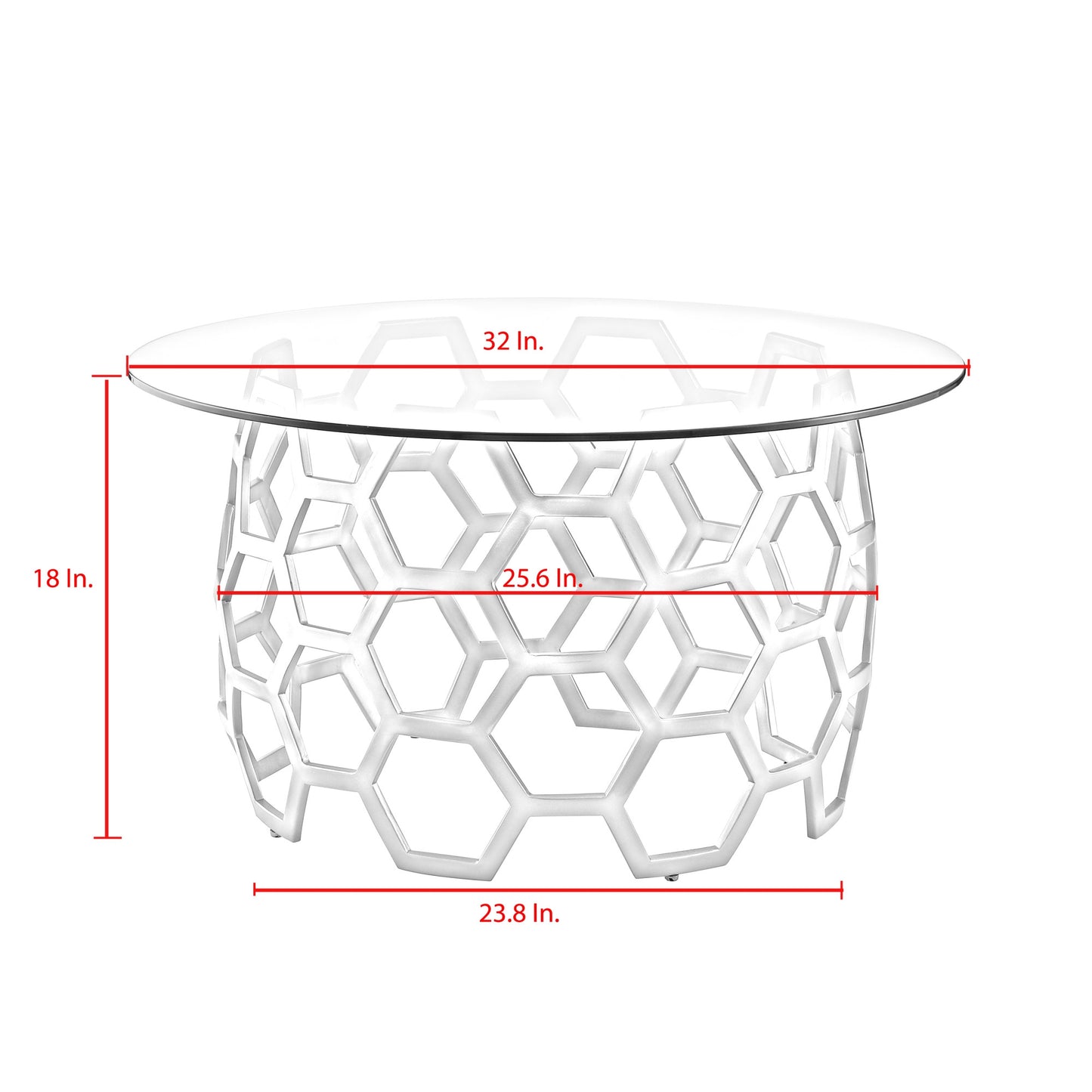 32" Clear And Gold Glass And Iron Round Coffee Table