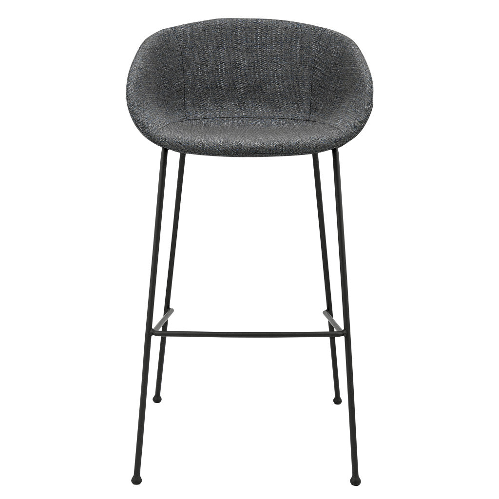 Set of Two 30" Gray And Black Steel Low Back Bar Height Bar Chairs