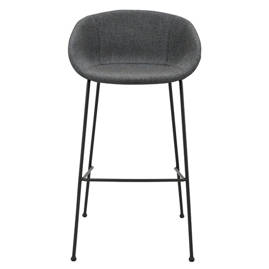 Set of Two 30" Gray And Black Steel Low Back Bar Height Bar Chairs