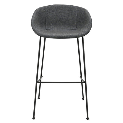 Set of Two 30" Gray And Black Fabric And Steel Low Back Bar Height Bar Chairs