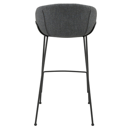 Set of Two 30" Gray And Black Steel Low Back Bar Height Bar Chairs