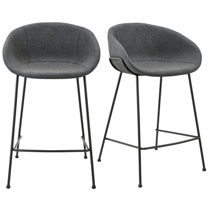 Set of Two 26" Gray And Black Steel Low Back Counter Height Bar Chairs