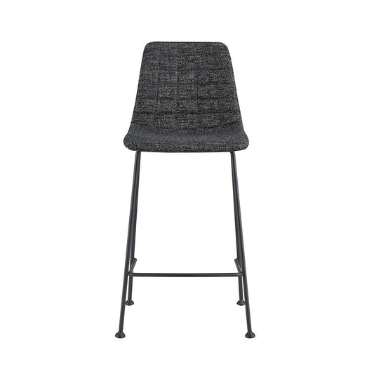 Set of Two 26" Black Fabric and Steel Low Back Counter Height Bar Chairs