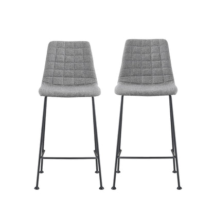 Set of Two 26" Light Gray And Black Steel Low Back Counter Height Bar Chairs