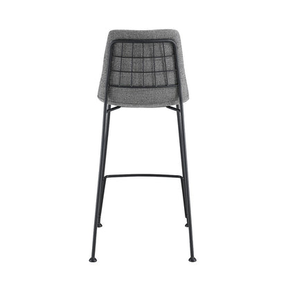 Set of Two 26" Light Gray and Black Fabric and Steel Low Back Counter Height Bar Chairs