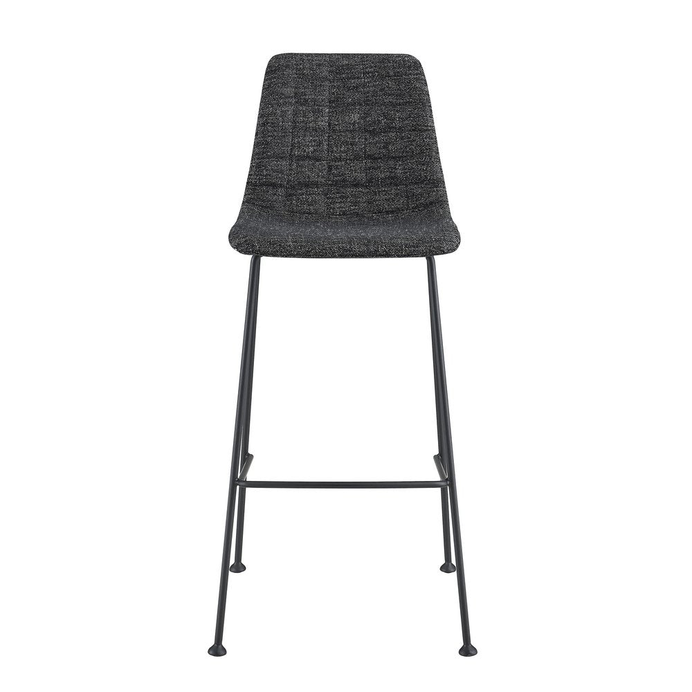 Set of Two 30" Black Fabric and Steel Low Back Bar Height Bar Chairs