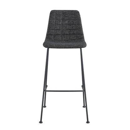 Set of Two 30" Black Fabric and Steel Low Back Bar Height Bar Chairs