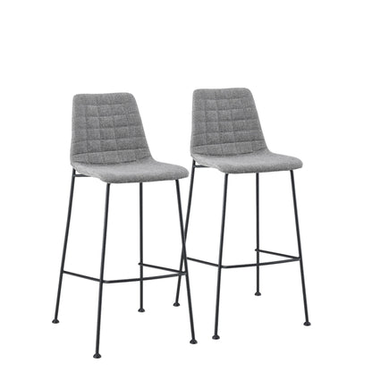 Set of Two 30" Light Gray And Black Steel Low Back Bar Height Bar Chairs