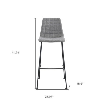 Set of Two 30" Light Gray and Black Fabric and Steel Low Back Bar Height Bar Chairs