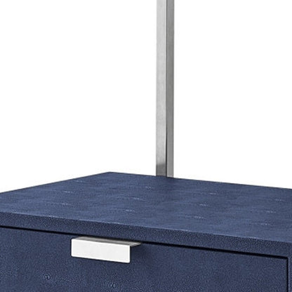 68" Gray Stainless Steel Four Tier Etagere Bookcase with a drawer