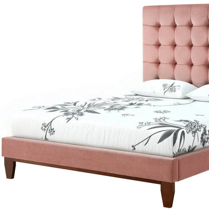 Beige Solid Wood Twin Tufted Upholstered Linen Bed Frame