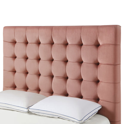 Blush Solid Wood Queen Tufted Upholstered Velvet Bed