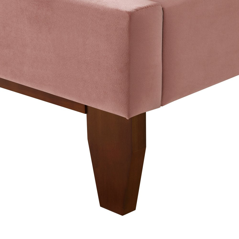 Beige Solid Wood Twin Tufted Upholstered Linen Bed Frame