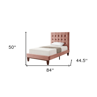 Blush Solid Wood Queen Tufted Upholstered Velvet Bed