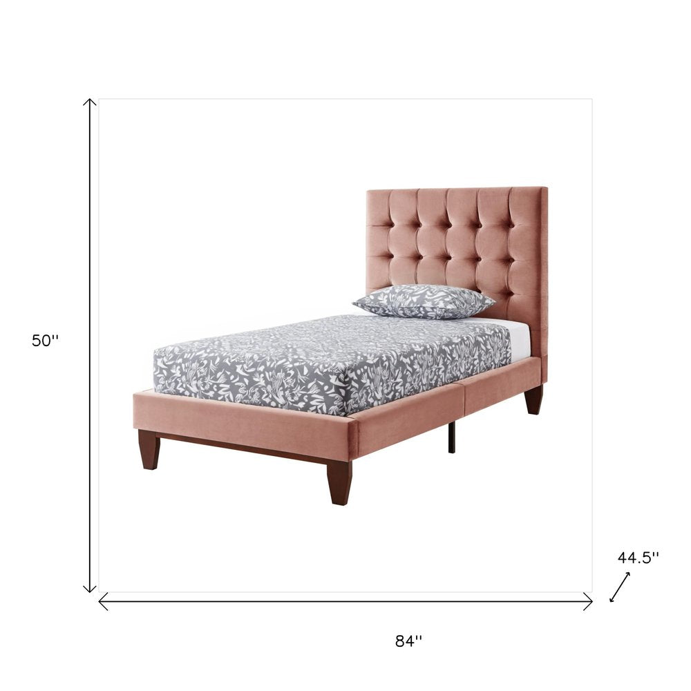 Blush Solid Wood Queen Tufted Upholstered Velvet Bed