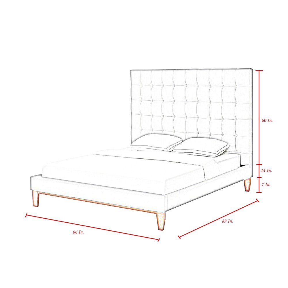 Beige Solid Wood Twin Tufted Upholstered Linen Bed Frame