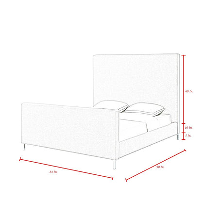 Gray Solid Wood King Upholstered Linen Bed