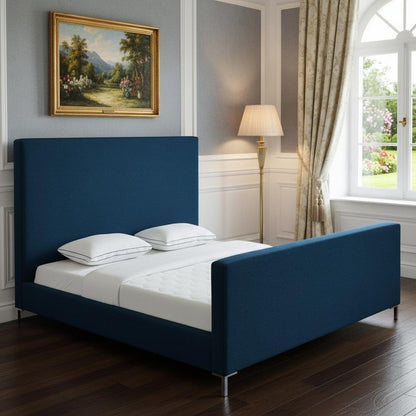 Gray Solid Wood Queen Upholstered Velvet Bed