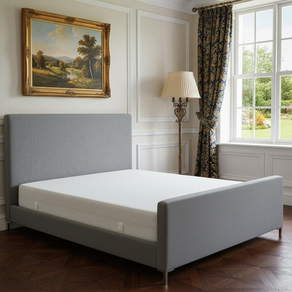 Gray Solid Wood Queen Upholstered Velvet Bed