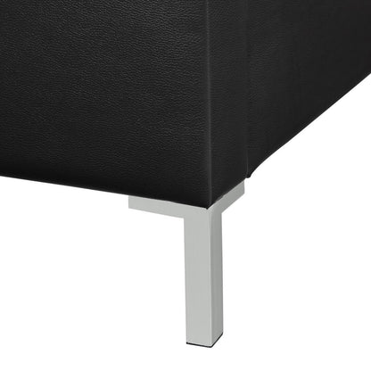 White Solid Wood Twin Upholstered Faux Leather Bed Frame with Nailhead Trim