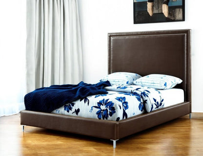 Gray Solid Wood King Upholstered Velvet Bed with Nailhead Trim