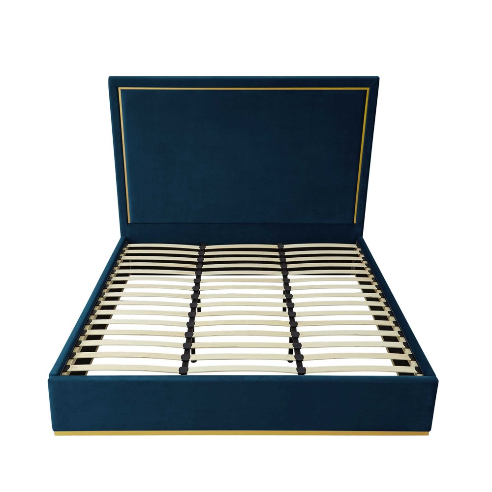 Beige Solid Wood King Upholstered Velvet Bed