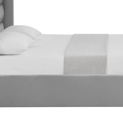 Light Gray Velvet Upholstered King Bed Frame