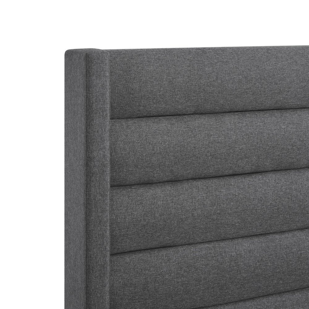 Gray Linen Upholstered King Bed Frame