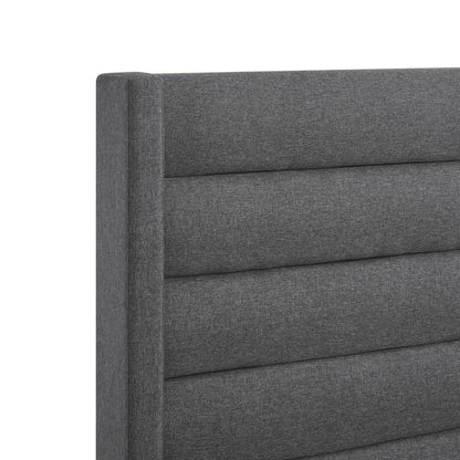 Gray Linen Upholstered King Bed Frame