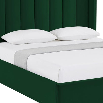 Green Velvet Upholstered Queen Bed Frame