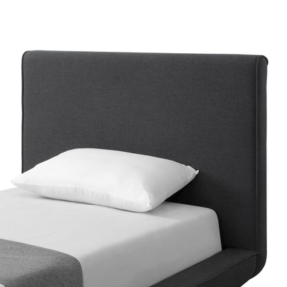 Charcoal Solid Wood Twin Upholstered Linen Bed